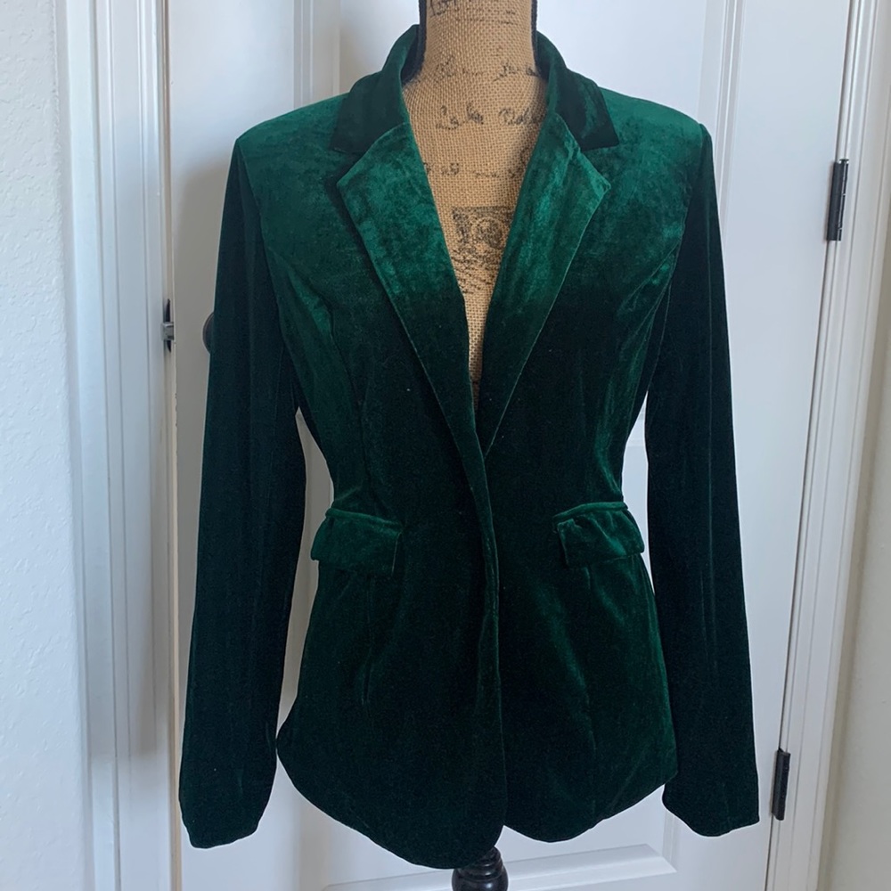 DONATED DO+BE Velvet Blazer in Deep Green
